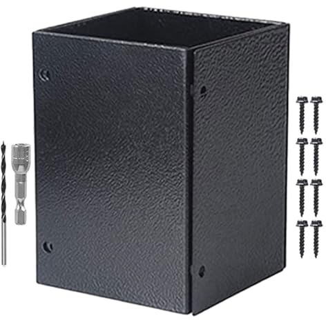 VOSAREA Protector Ajustable para Postes de Buzón de Madera, Base Cuadrada de Metal Inoxidable para Barandilla y Cerca, Soporte Resistente para Jardín y Exterior, Juego de 1 Unidad