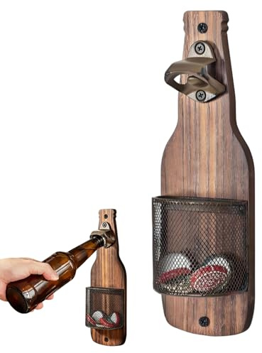 Bieröffner Wand mit Kronkorken Sammler, Bierflaschenöffner, Vintage Flaschenöffner Wandmontage für Bar, Küche & Terrasse, Bier Geschenk für Männer, Papa & Ehemann
