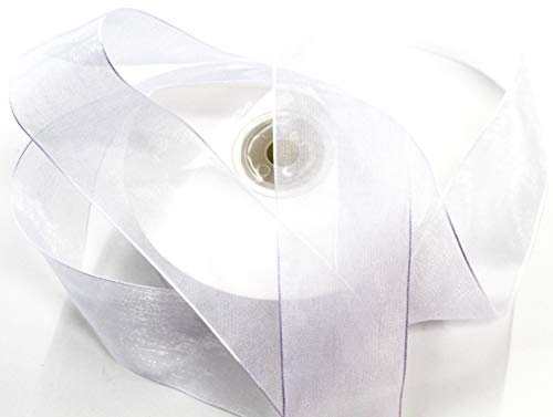 CaPiSo Organza -Schleifenband in 4 cm Breite 40mm mit Webkante Geschenkband Organzaband Dekorationsband Dekoband Chiffon Hochzeit (Weiss, 25m)