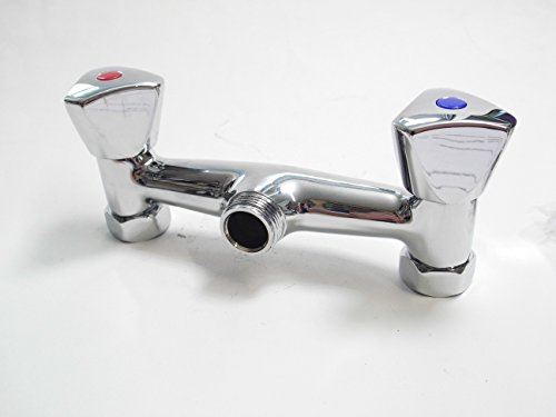 ASW Zweigriff Spültischarmatur Wandarmatur mit Auslauf 200 mm Küche/Keller, Messing, Chrom, Silber