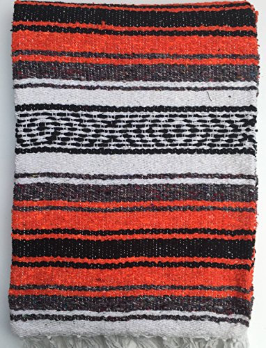 DistinctLook Falsa mexicaine Couverture/couvre-lit 6 couleurs en fil recyclé tissé à la main pour yoga, méditation, camping, pique-nique, festival (orange)