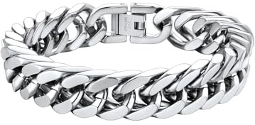 ChainsHouse Stainless Steel Curb Chain Bracelet for Men 12mm 21cm Curb Bracelet Man Bangle Xmas Gift