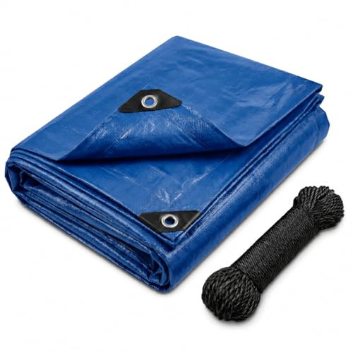 CoverUp! Tarpaulin Waterproof Heavy Duty – Reinforced Tarp with Eyelets, Tear Resistant, UV Protected, Ground Sheet Cover for Garden, Camping, Wood, Outdoor