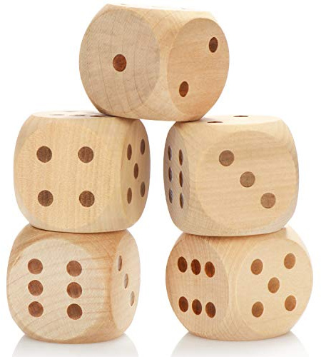 COM-FOUR® 5x tärningar XL - trätärningar 5 x 5 cm - stora trätärningar för att spela - speltärningar för utsidan