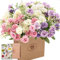 SNAIL GARDEN Mini Flores de Crisantemo Artificiales,60 Cabezas 3 Paquetes Ramo de Flores de Claveles Realistas de Seda,con Tarjeta de Felicitación & Bolsa de Papel Marrón para Decoración