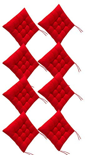 AGDLLYD Lot de 8 Coussins de Chaise Coussins d'assise de Chaise pour intérieur et extérieur 40x40 cm pour Jardin, terrasse, Salle à Manger (Rouge)