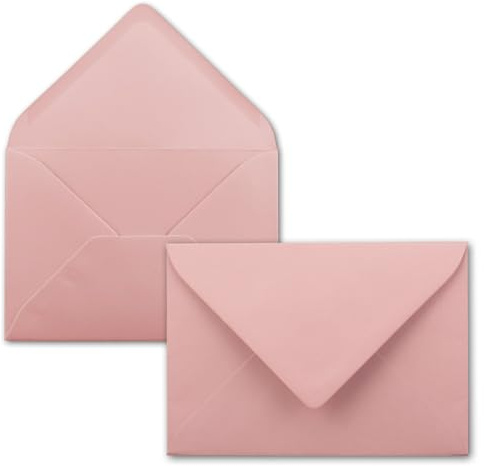 50x Briefumschläge B6-17,5 x 12,5 cm - Alt-Rosa - Nassklebung mit spitzer Klappe - 120 g/m² - Für Hochzeit, Gruß-Karten, Einladungen