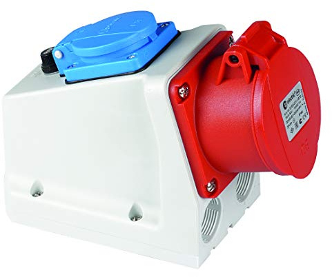 TPelectric - Kombi Wandsteckdose 5x32A CEE IP44 mit Schuko Steckdose und Sicherung