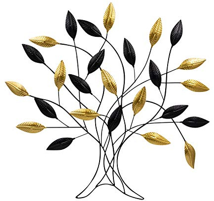 Mel-O-Design GmbH Moderne Metall-Wanddekoration Baum zum Hängen gold/schwarz 57,5 x 60 cm Lebensbaum Wandbild Metallbild
