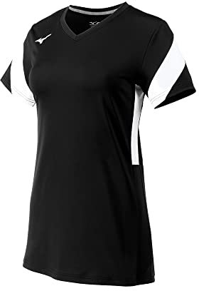 Mizuno Damen Balboa 6 Kurzarm Volleyball Trikot Jersey, schwarz-weiß, Medium