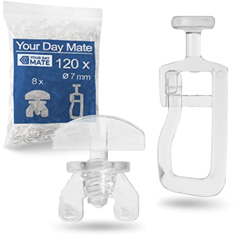 Gardinengleiter für Innenlaufschienen, 128 Stück, mit Ø 7 mm Flachkopf, Set mit 8 Gardinen Feststeller, in Klar, Faltengleiter für Vorhangschiene, Gardinenschiene, Vorhang Rollgleiter, Gardine Gleiter