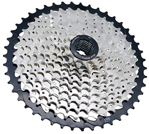 Nuo desire 11 Kassette-Fach,11 Speed Cassette 11-46T Black&Silver Gänge 11-46T für Rennrad Mountainbike MTB Kompatibel mit HG Sram(außer XD) Kassette (11S-11-46T)