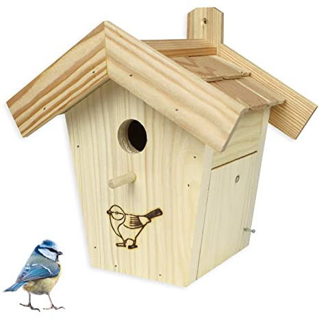 Premium Nistkasten mit Lärchenholzdach - Vogelfutterhaus Nistkästen Vogelhaus Vogelhäuschen