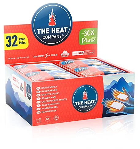 THE HEAT COMPANY Handwärmer - Neu: 30% weniger Plastik - EXTRA WARM: 12 Std. Wärme für die Hände - 32 Paar - luftaktivierte Wärmepads - Taschenheizung gegen kalte Hände