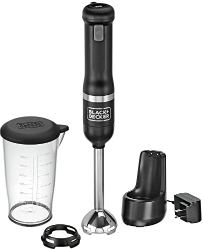 BLACK+DECKER Kitchen Wand Cordless Immersion Blender, Hand Blender with Charging Dock, Black (BCKM1011K10)