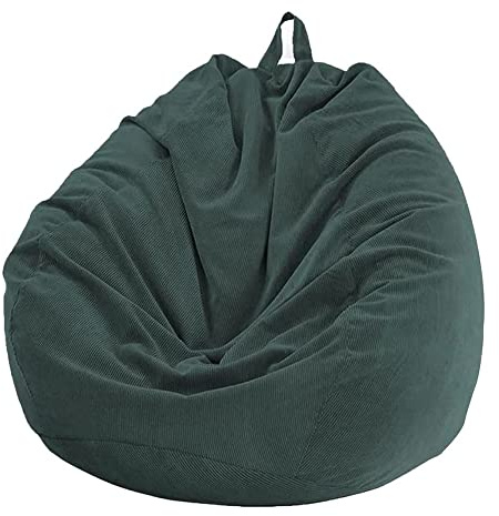 Highdi Bean Bag No Filler, Gaming Beanbag Chair Cover for Adult Kids Without Filling Highback Comfortable Lazy Sofa Beanbag Soft Toy Storage Bean Bag Seat (85x110cm,Dark green)