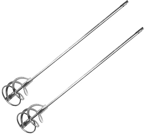 2x Silver SDS Spiral Mixing Paddle Paint and Mud Mixer Mixer Whisk for Drill in 1 to 5 gallon buckets Fits all Standard (size: 4 inch x 20 inch, around 100mm x500mm)