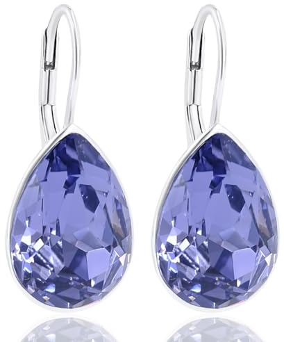 925 Ohrringe Silber Lila Kristalle Tanzanite Tropfen Silberschmuck Damen-Ohrringe Silber NOBEL SCHMUCK