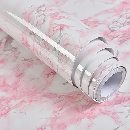 MOCNT Self Adhesive Marble Wallpaper 60cm x 5m Sticky Back Vinyl Wrap Cabinets Kitchen Sticker Waterproof Furniture Stickers Removable Vinyl Film Cover Wardrobe Contact Paper Red