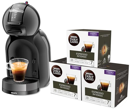 Krups Nescafé Dolce Gusto Mini Me, negro, automático, calidad profesional, presión 15 bares, gran variedad de bebidas frías y calientes, 0.8 L, 1500 W, incluye 3 packs de café intenso, KP1238CAS