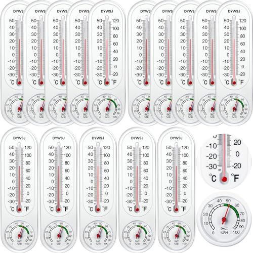 Saysurey 15 Pcs Indoor Outdoor Thermometer Hygrometer with Humidity Reading Thermometer Humidity Meter Temperature Gauge Meter with Celsius Fahrenheit for Patio Garden Monitor