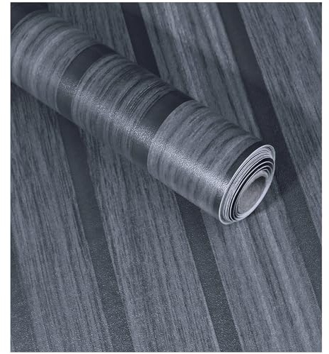 ConCus-T Wood Effect Self Adhesive Wallpaper, Dark Grey, 44.5×600cm | Countertop Contact Paper Vinyl Sticky Back Furniture Stickers for Bedroom Living Room Kitchen