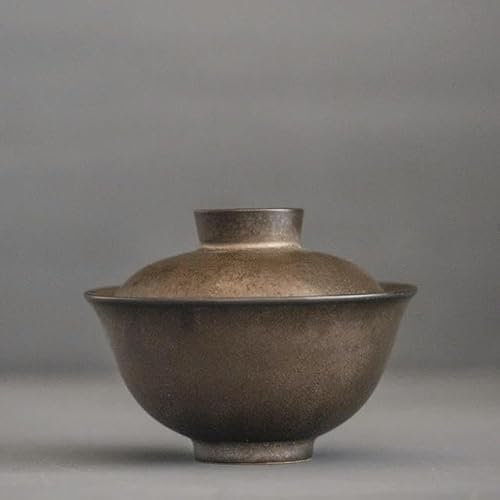 LAMPPE Set da tè Gaiwan Ceramica Gaiwan Bronzo Zuppiera da tè Set da tè Cinese Rustico Bicchieri Ciotola Coperta 150Ml