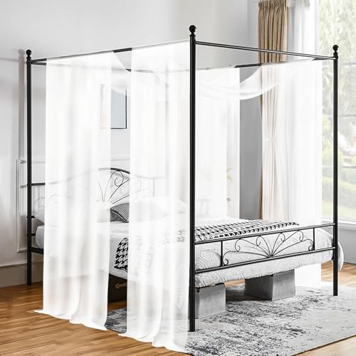 Showgeous 2 Panels Canopy Curtains White Canopy Bed Curtains 55 x 216 Bed Canopy Scarf for Full/Queen Bed Frame,Queen Canopy Bed Curtains,Sheer Bed Canopy Curtains Drapes Bed Tulle Canopy