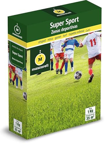 Mascarell Semillas, SUPER SPORT EXTRA, Semillas de Césped, Verde y Duradero, Compacto y Resistente, Deportes 1KG