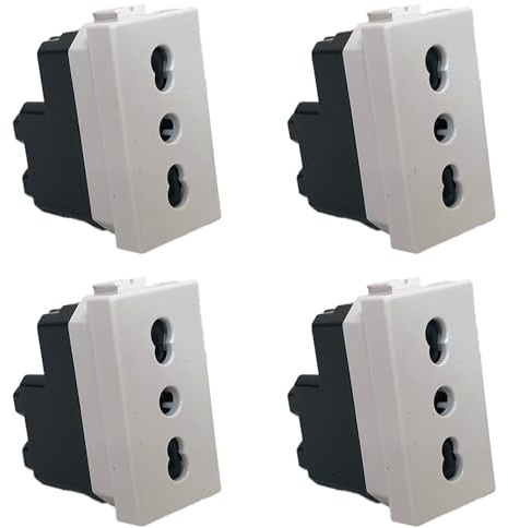 Voltix Set di 4 Prese Elettriche da Muro Bipasso Bivalente 2P+T 16A, Compatibili con Matix, Alta Qualità (4 Prese Bipasso)