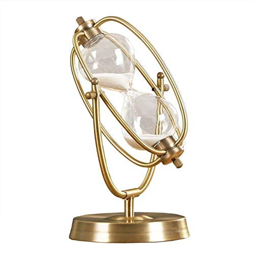 Vintage Rotating Metal Bronze Egg Timer 30 Minute Sand Timer for Classroom Education & Sensory Play