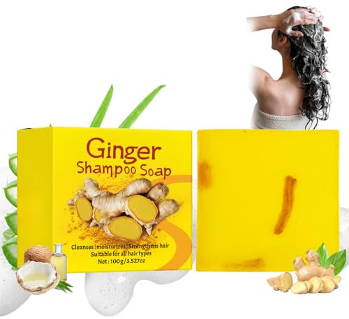 Ginger Solid Shampoo for Hair Growth, Turmeric Shampoo Bar, Natural Ginger Shampoo Soap for Hair Loss, Turmeric Soap for Dry Scalp, Nourishing & Hydration, Anti Hair Frizzing, Dandruff & Itching