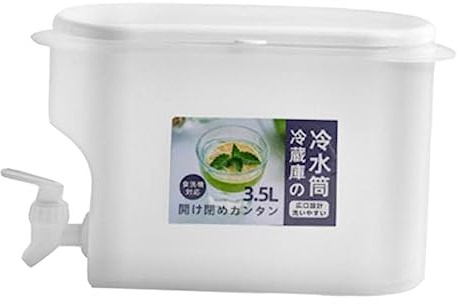 FONDOTIN Dispensador de Agua Fría 3.5l con Grifo Pp Resistente para Hogar y Cocina, Jarra Grande Portátil para Infusión de Hielo y Bebidas en Refrigerador