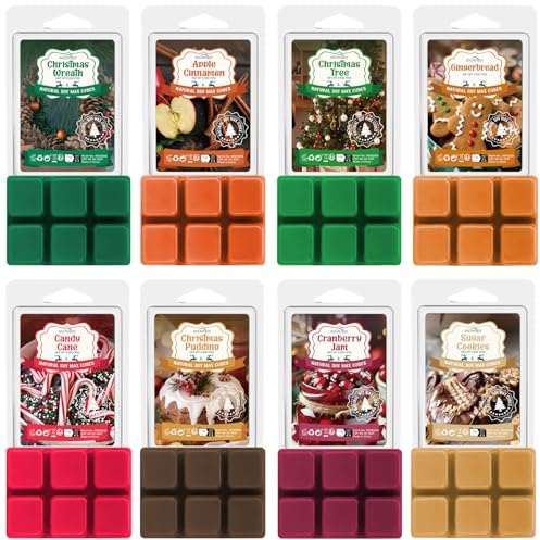 SNOWSEN Weihnachten Duftwachs für Duftlampe, Natürliches Wax Melts Sojawachs Schmilzt, Wachswürfel, Duftwachswürfel für Raumdüfte, Wachstörtchenfür für Duftlampe für Wachs, Duftgeschenkset für Damen