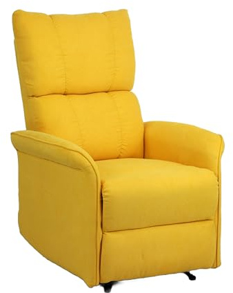 Totò Piccinni Poltrona Relax LAGOS reclinabile manuale con poggiapiedi Imbottita confortevole (Tessuto Giallo, Manuale)