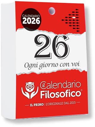 Il Calendario Filosofico 2026, Ricambio Formato A6 da 10x14 cm, Il Primo e L'Originale Calendario da Tavolo con 365 Giorni di Frasi Filosofiche, Leggi Ogni Giorno Una Frase, Ideato e Creato a Bologna