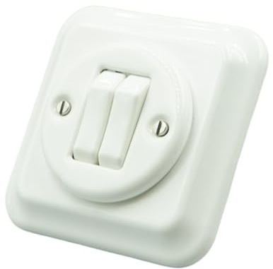 Interrupteur Double Ceramique va-et-vient 240V,10A, 2 Gang 1 Way