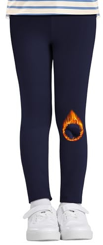Nlieanuc Girls Leggings - Full Length Soft Stretchy Kids Leggings for Age 4-12 Years Thermal Warm Tights Winter Trousers for Children School Dance Play Casual Wear