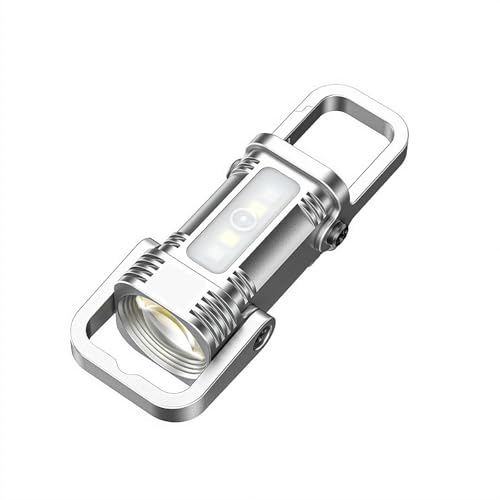 3-in-1 Rechargeable LED Torch with Power Bank, Mini Keychain Flashlight, Waterproof Emergency Pocket Light, Standard Torches Key Ring Flashlight for Outdoor, Hiking, Camping