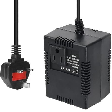 Step Down Transformer 220V/240V to 110V120V, 300W US to UK Voltage Converter, Step Down Voltage Converter US to UK, 220V To 110V Converter for Travel Hotel Household, Intelligent and Efficient