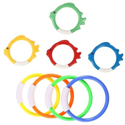 Toyvian 8pcs Diving Ring Toys Swimming Pool Diving Training Toys Boys and Girls Swimming Water Plaything Random Colors