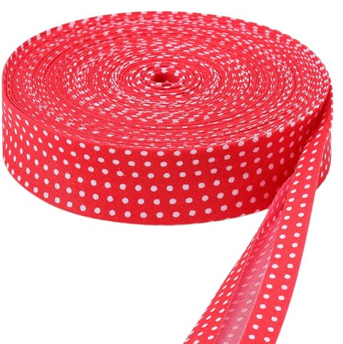 PH PandaHall 22m Doppelt Gefaltetes Bindeband 25.5mm Breites Schrägband Mit Punkten Rotes Schrägband Mit Weißem Punktband Nähband Zum Basteln Nähen von Haarschleifen DIY Kleidungszubehör Dekoration