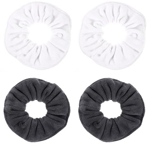 IWOWHERO 4 Pièces Bandeaux Élastiques en Fibre Ultra-absorbante pour Cheveux Femme, Ultra Doux et Extensibles, Réduisent le Temps de Séchage, pour Coiffures Quotidiennes