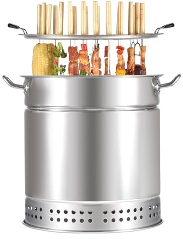 Portable Vertical Charcoal Smoker Grill - Stainless Steel Split Oven, 360° Roasting, Smokeless Outdoor BBQ for Camping, Hanging Stove, Perfect for Barbecue Lovers
