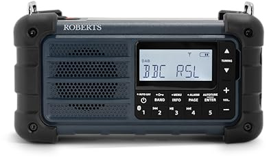 Roberts SOLARDAB99 FM/DAB/DAB+ Solar-Powered & Wind-up Portable Radio, Blue