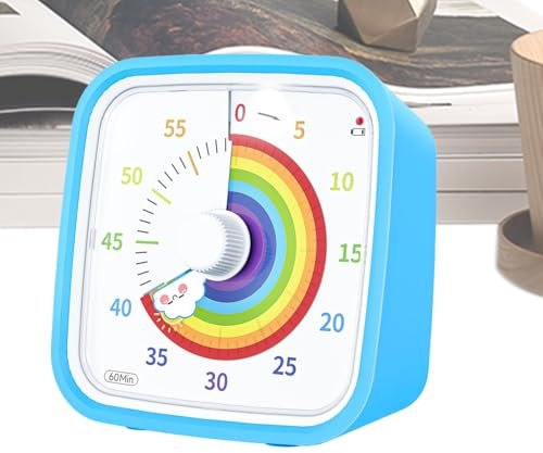 Authentic Visual Timer, 60 Minute Rainbow Disk, Countdown Clock with Protective Case, Easy Read Time Tracker, Colorful Focus Timer Educational Gadget for Teachers Students Kids