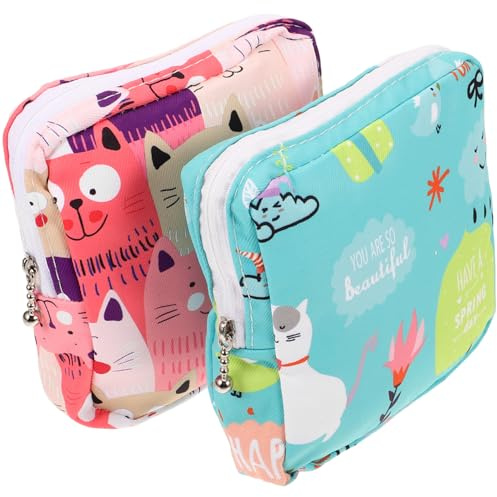 Operitacx 2pezzi Borsa Portatile per Assorbenti Femminili Sacchetti da Viaggio per Igiene Personale Pochette Multiuso per Assorbenti Monete Chiavi e Carte Leggeri e Compatti Stili multipli