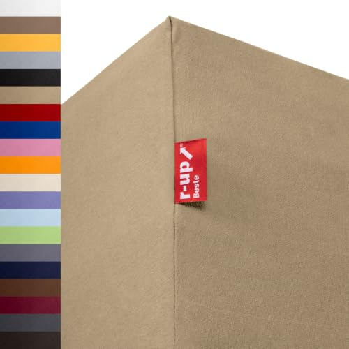 r-up Beste Spannbettlaken Doppelpack 90x200-100x220 bis 35cm Höhe viele Farben 95% Baumwolle / 5% Elastan 230g/m² Oeko-TEX stressfrei auch für hohe Matratzen (Sand)