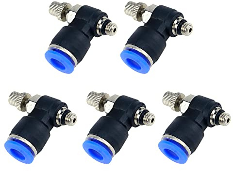 S SYDIEN Quick Connect Air Hose Fittings 5Pcs 6mm Tube to M5 Male Thread Push in to Connect Fittings Pneumatic Flow Speed Control, Air Flow Control Valve