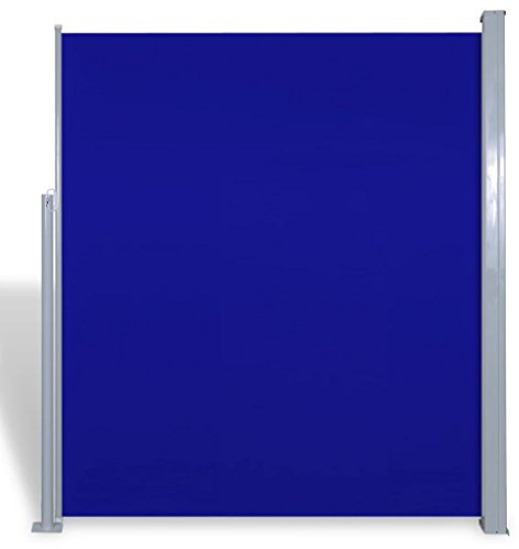 tidyard Seitenmarkise Seitenrollo Markise Ausziehbar Seitenwandmarkise Windschutz & Sichtschutz Stahlrahmen 160 x 300 cm Blau für Terrasse oder Balkon